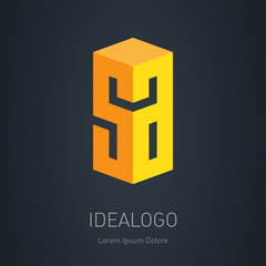 S and A initial monogram logotype. Vector design element or 3d icon. SA initial logo.