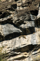 Rock face in the Swiss village of Berschis