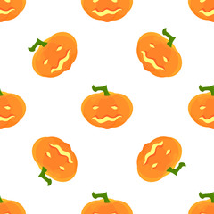 Halloween Pattern with pumpkins and faces. Seamless pattern of pumpkins for the holiday of Halloween from simple shapes and contours.