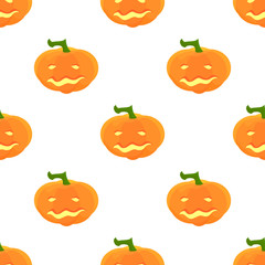 Halloween Pattern with pumpkins and faces. Seamless pattern of pumpkins for the holiday of Halloween from simple shapes and contours.