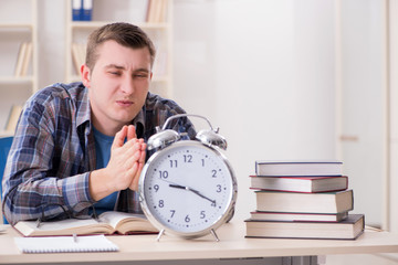 Student getting late with exam preparation