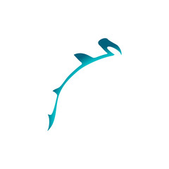 Vector hammerhead shark logo. Fish gradient logotype - obrazy, fototapety, plakaty