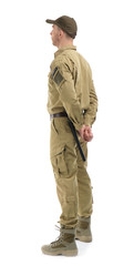 Obraz premium Male security guard in uniform on white background