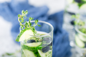 Detox water with blueberry, cucumber and thyme