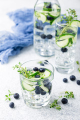 Detox water with blueberry, cucumber and thyme