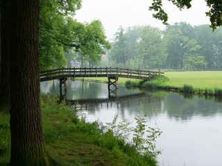 Beautifull wooden bridge over water