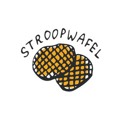 Stroopwafels sketch icon. Netherlands dessert illustration. Sweet food art.