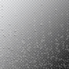 Bubbles underwater texture isolated on transparent background. Vector fizzy air, gas or clean oxygen bubbles under sea water. Realistic effervescent champagne drink