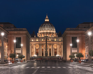 Fototapeta na wymiar Rome, Saint Peter's Square at night