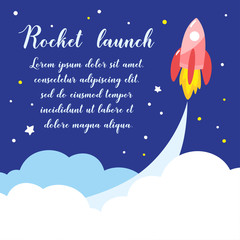 Rocket going into deep space. Vector illustration.