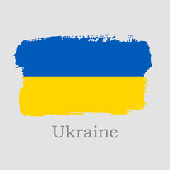 Vector Illustration. Hand draw Ukraine flag. National Ukraine banner for design on grey background