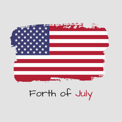 Vector Illustration. Hand draw USA flag. National United States of America banner for design. Forth of July. Independence Day of USA