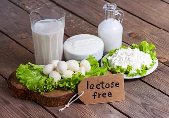 Poster milk, yogurt, mozzarella and cheese with background - lactose free food © minoandriani
