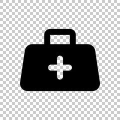 first-aid kit, simple icon. On transparent background.