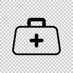 first-aid kit, outline symbol. On transparent background.