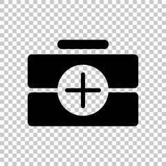 first-aid kit, simple icon. On transparent background.