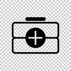 first-aid kit, outline symbol. On transparent background.