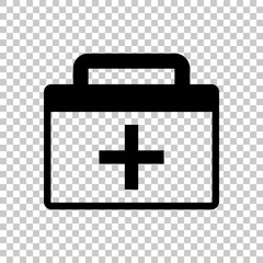 first-aid kit, simple icon. On transparent background.
