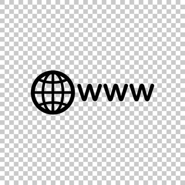 symbol of internet with globe and www. On transparent background.