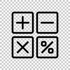 simple icon of calculator. On transparent background.