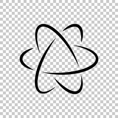 scientific atom symbol, logo, simple icon. On transparent background. - obrazy, fototapety, plakaty