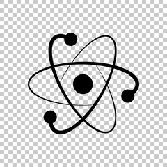 scientific atom symbol, logo, simple icon. On transparent background. - obrazy, fototapety, plakaty
