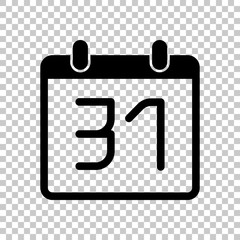 calendar with 31 day, simple icon. On transparent background.