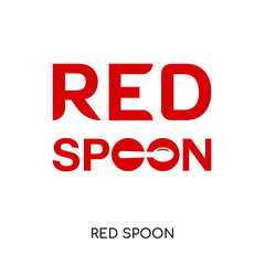 red spoon on its logo isolated on white background