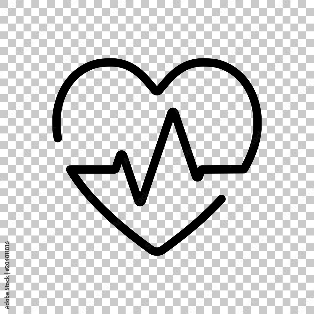 Poster heart and pulse line. one line style. linear icon with thin outline. on transparent background.