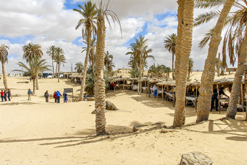 Sinai Peninsula, Egypt, 19 February 2008: Moses Springs, Water wells and palms