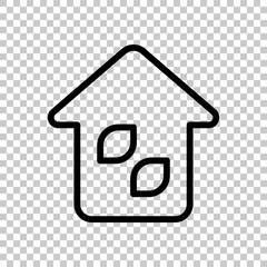 Simple house icon. Linear icon with thin outline. On transparent background.
