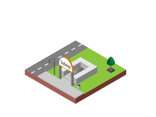 Subway entrance in isometric projection necessary creative designers for web projects. Isometric subway entrance.