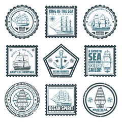 Obraz premium Vintage Ships And Vessels Stamps Set