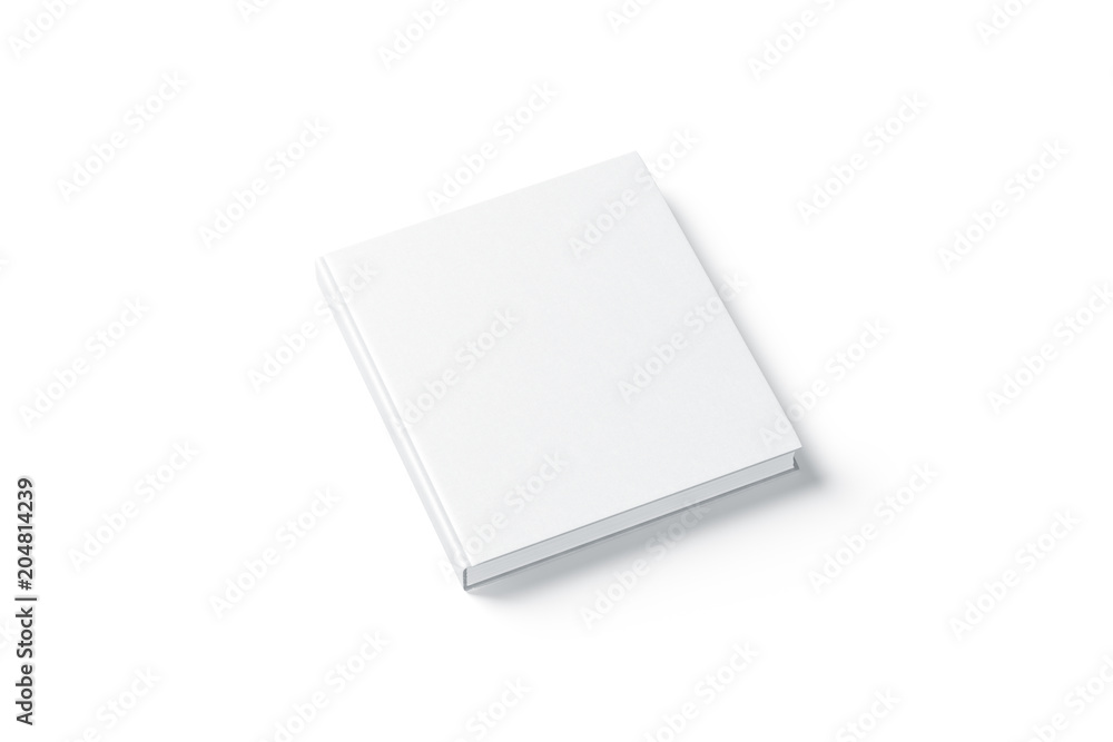 Poster blank white square hardback book mock up, side view, isolated, 3d rendering. empty notebook hard cov