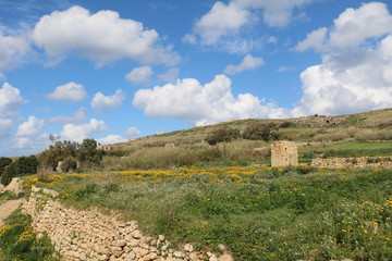 Fototapeta premium Landscape of Gozo Island Malta at Mediterranean Sea 