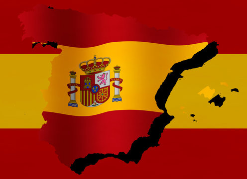 Illustration of a Spanish flag with a contour of its borders