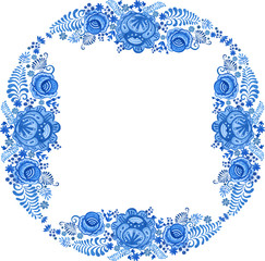 blue gzhel painting ornament vector 