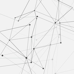 Abstract polygonal network science background with connecting dots and lines
