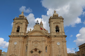Fototapeta na wymiar The Nuestra Señora de la Victoria church in Xaghra on the island of Gozo Malta