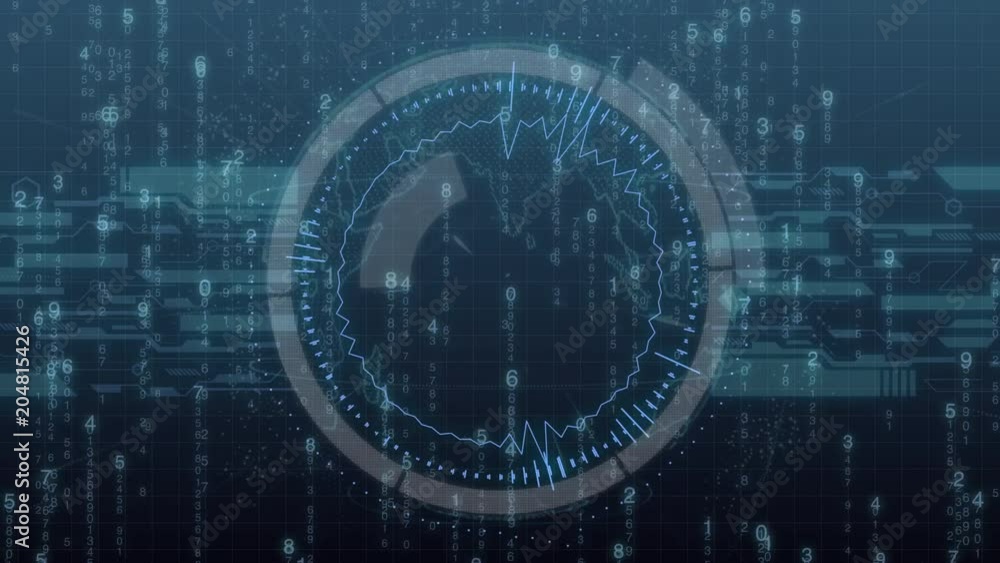 Poster Futuristic digital HUD Technology user interface, Radar screen and code running