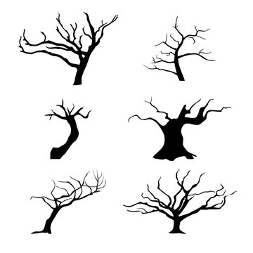 Collection of trees silhouettes.