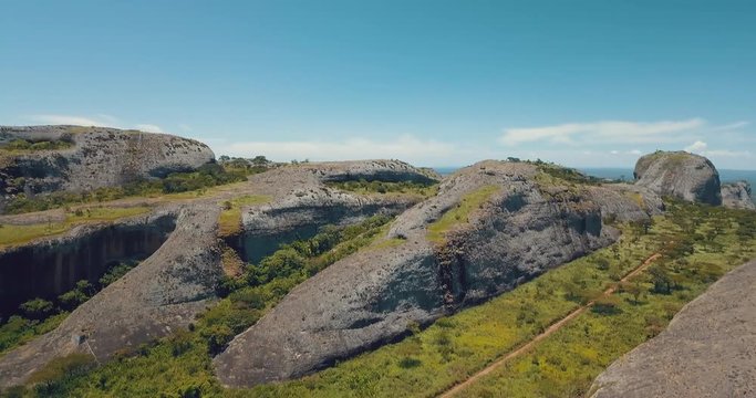 Aerial shot of Pungo Andongo stones in Malanje, Africa, Angola.