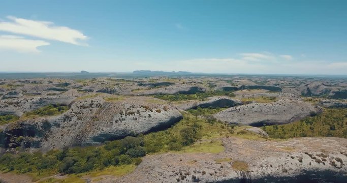 Aerial shot of Pungo Andongo stones in Malanje, Africa, Angola.