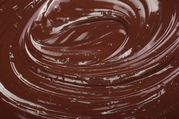 Melted chocolate swirl as a background closeup
