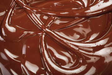 Melted chocolate swirl as a background closeup