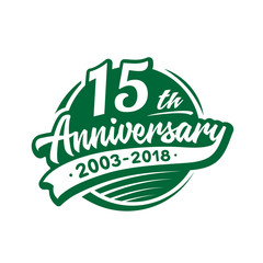 15 years anniversary design template. Vector and illustration. 15th logo.