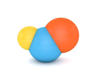 Abstract colored molecule on a white background. 3d render illustration.