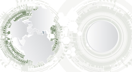 Technology background and abstract digital tech circle with various technological elements. Vector illustration. EPS 10.