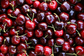Ripe cherries background.