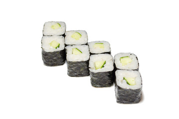 Japanese seafood sushi , roll on a white background